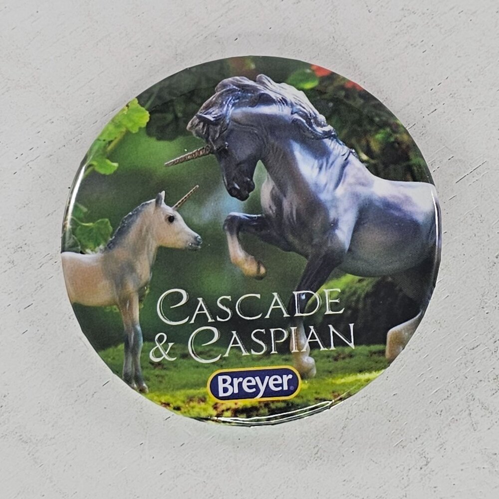 Breyer Horse Cascade And Caspian Unicorn Button Pin